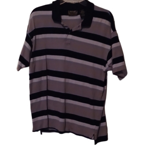 🍭🌺Striped Blue and Gray Polo Shirt - Picture 2 of 7